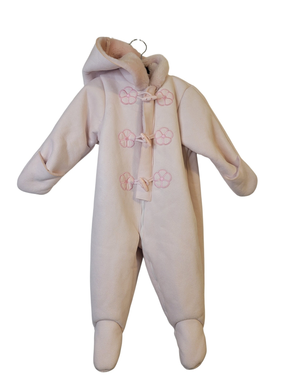 First Impressions Infant Plush Hooded One-Piece Snowsuit in Light Pink